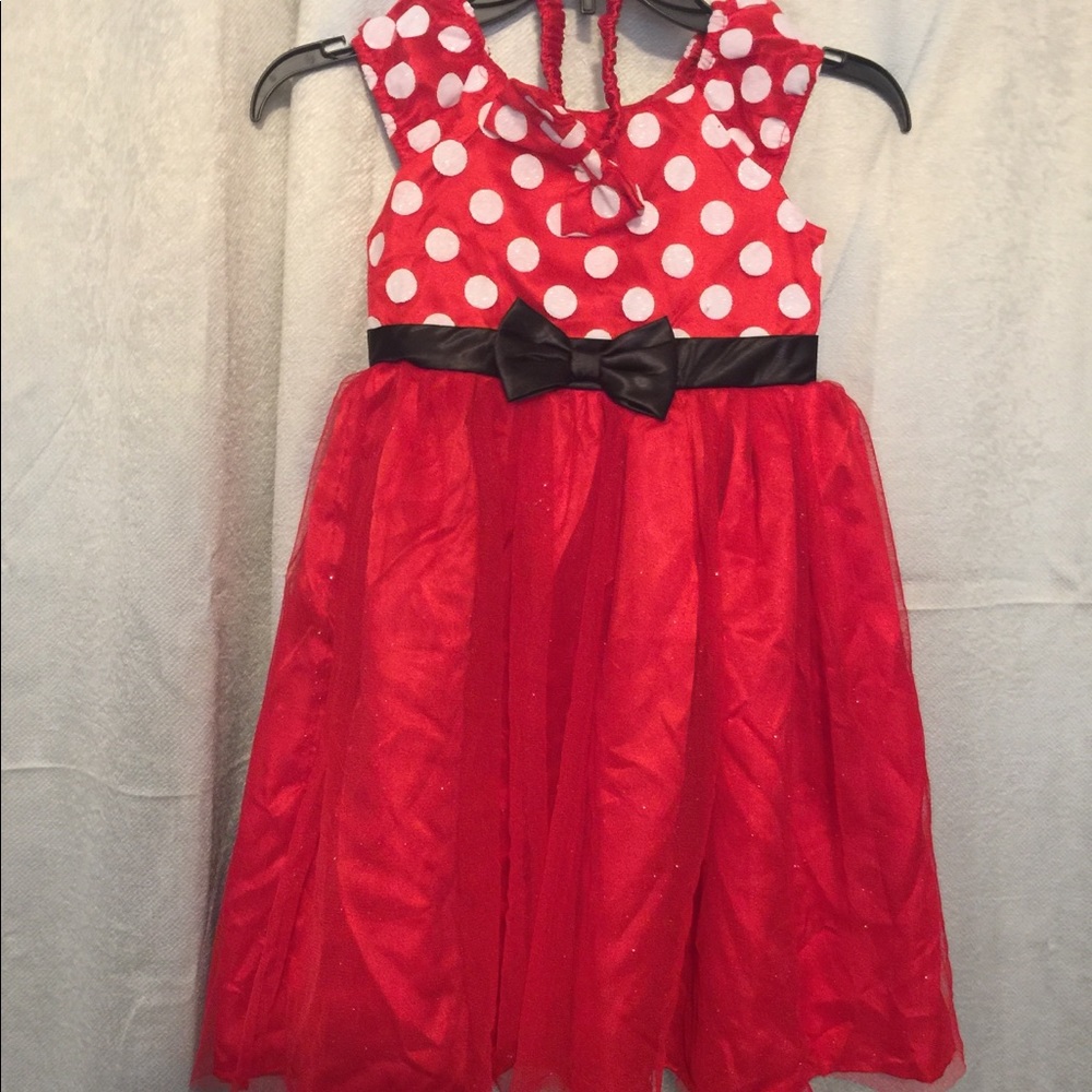 Disney/Avon Red toile white polka dot dress sz 6x